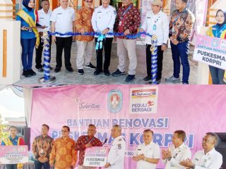 Brig Manager Indo Mart Pontianak Secara.Simbolis Serahkan Bantuan Renovasi Dan Peralatan Kesehatan Di Puskesmas Korpri.