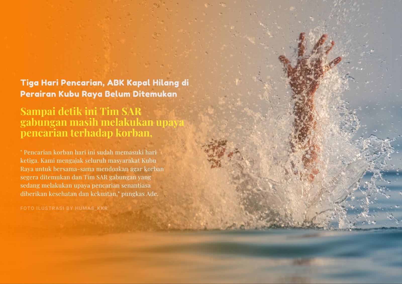 Tiga Hari Pencarian, ABK Kapal Hilang di Perairan Kubu Raya Belum Ditemukan