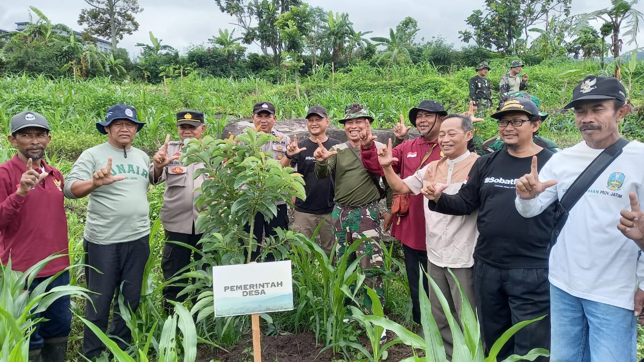 Koramil 0815/16 Pacet Bareng KMDH Jamas Wana Lestari Tanam 500 Pohon di Desa Sajen
