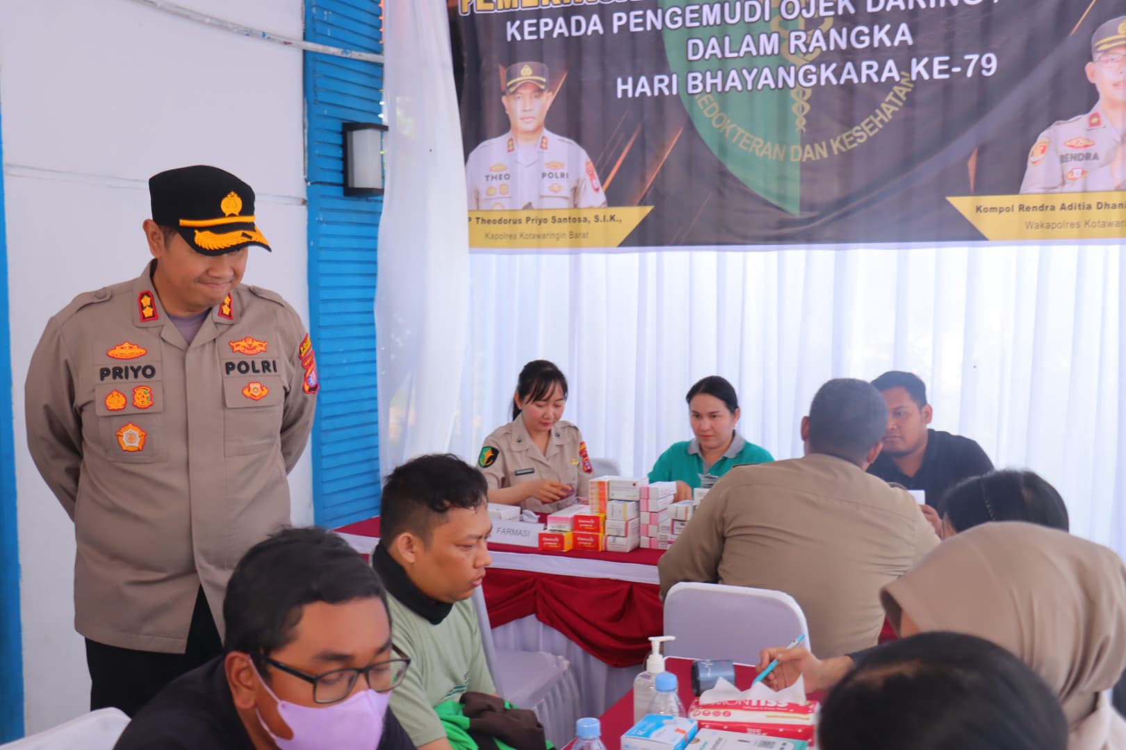 Sambut Hari Bhayangkara Ke-79, Polres Kobar Gelar Pemeriksaan Kesehatan Gratis Untuk Driver Ojol