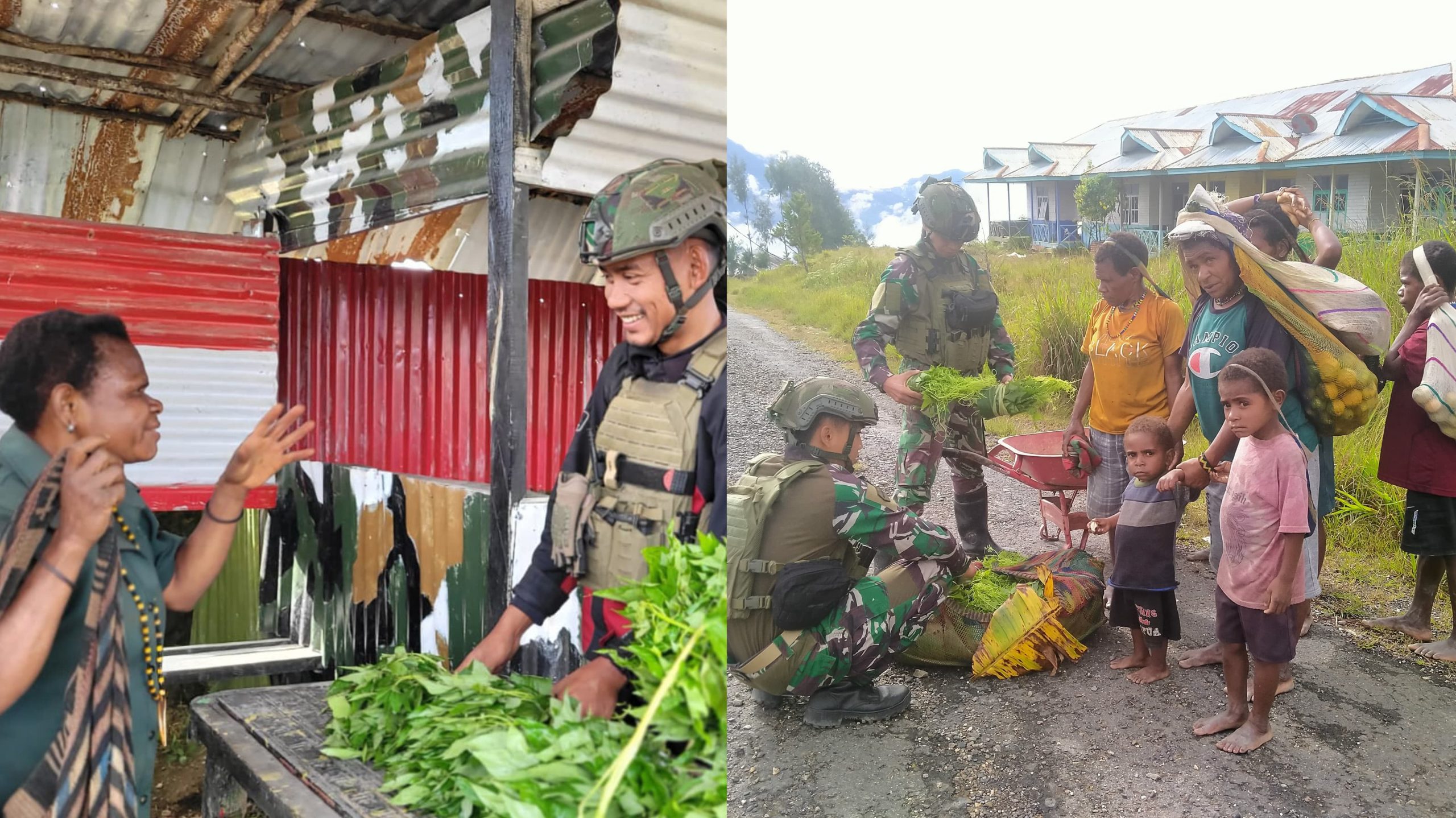TNI dan Masyarakat Papua Bersatu: Satgas Yonif 500/Sikatan Bantu Mama-Mama Jual Hasil Kebun di Intan Jaya