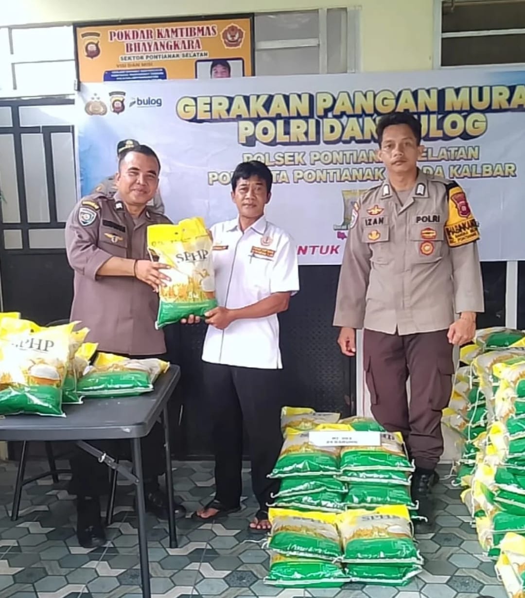 Polsek Pontianak Selatan Gelar Gerakan Pangan Murah, 1000 Kg Beras Disalurkan untuk Warga