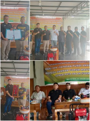 Pundi Amal Peduli Kasih SCTV Salurkan Bantuan Pompa Air Pemadam Kebakaran “Formaslidam” Sungai Raya Dalam.