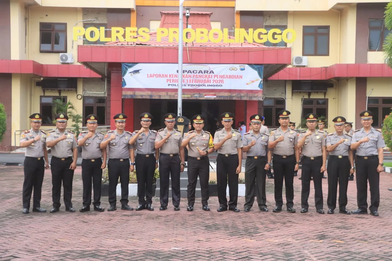 Polres Probolinggo Gelar Upacara Kenaikan Pangkat Pengabdian Periode 1 Februari 2026