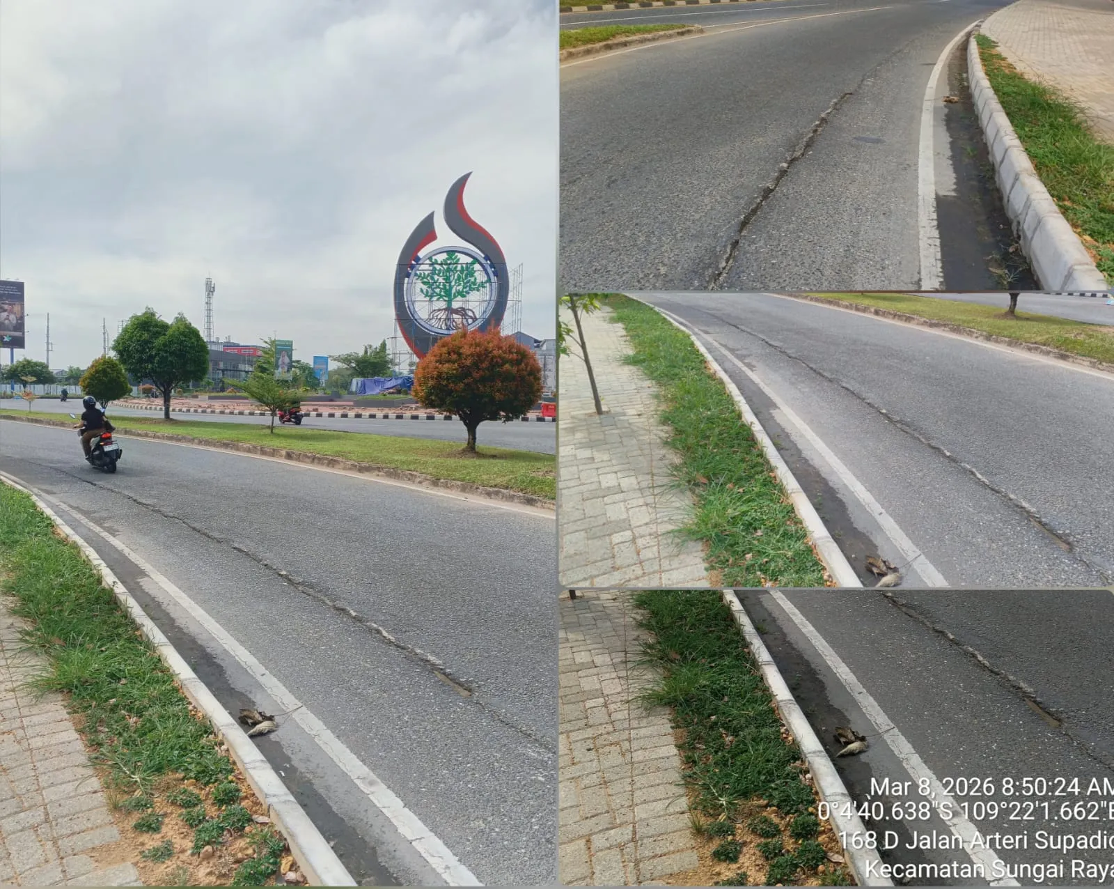 Kondisi Jalan di Bundaran Transmart Terbelah, Bagi Pengendara Harus.Berhati – hati