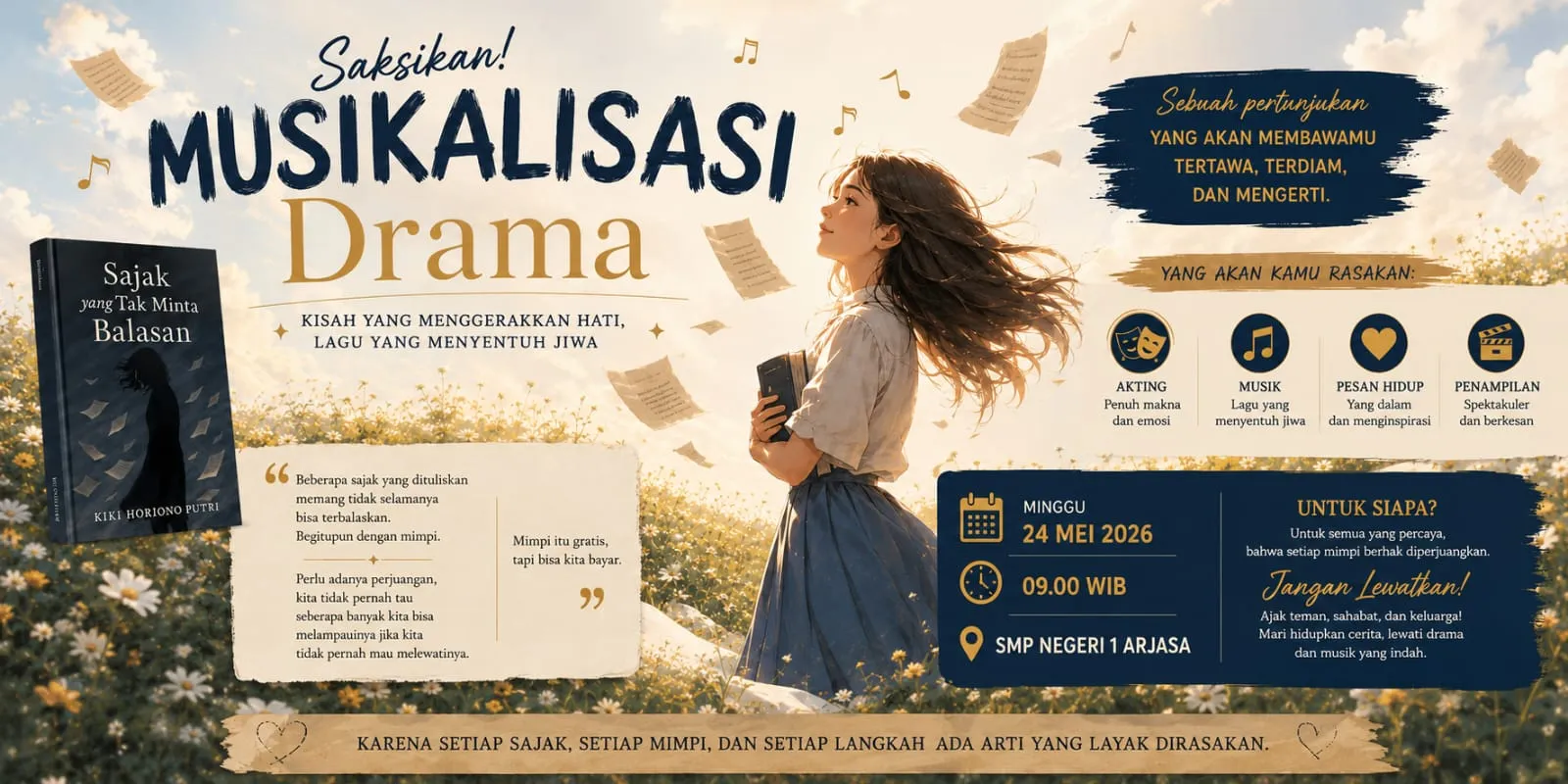 Musikalisasi Drama Warnai Kenang Pisah Siswa Kelas IX SMPN 1 Arjasa