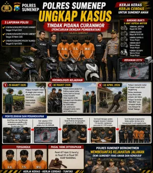 Kasus Curanmor di Tiga TKP, Tiga Pelaku di Amankan Polres Sumenep.