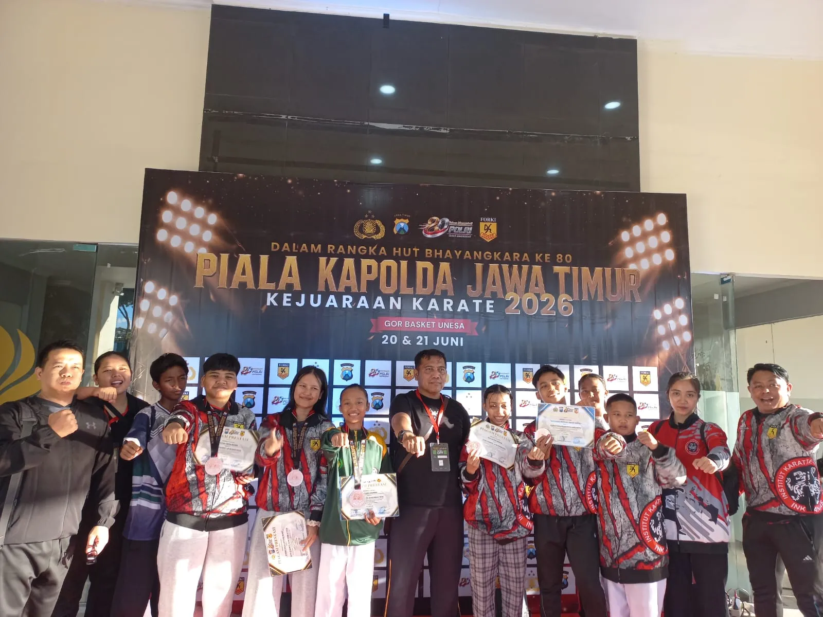 Kontingen Karate Polres Pasuruan Raih Lima Medali pada Kejuaraan HUT Bhayangkara ke-80 Tahun 2026
