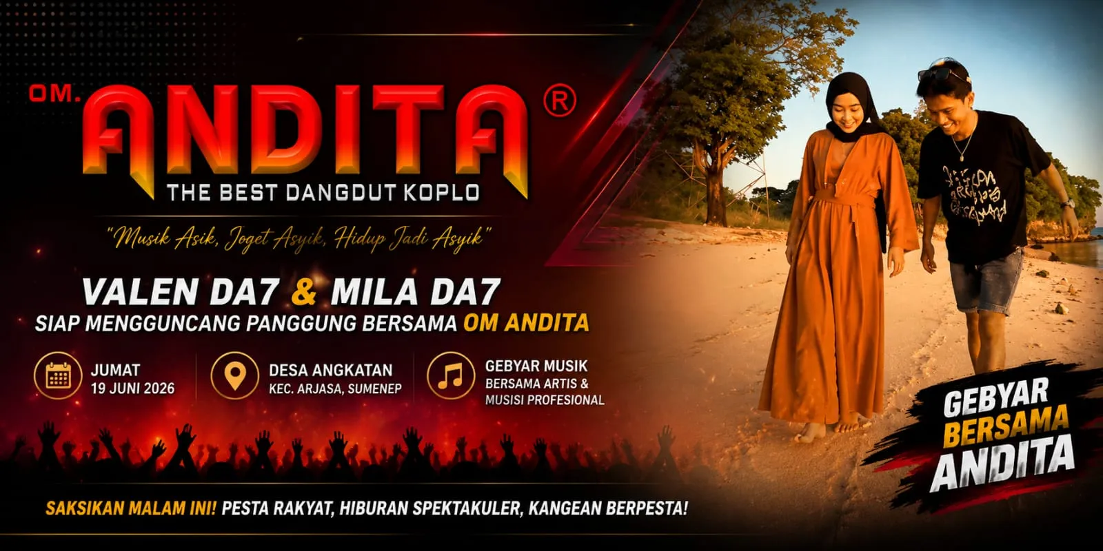 HIBURAN GRATIS DI DESA ANGKATAN KANGEAN DATANGKAN VALEN DA7 DAN MILA DA7 DALAM RANGKA RESEPSI PERNIKAHANDI IRINGI OM. ANDITA TAMPIL ALL OUT*