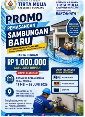 Perumda Air Minum Tirta Mulia Pemalang Buka Promo Sambungan Baru Hanya Rp 1 Juta