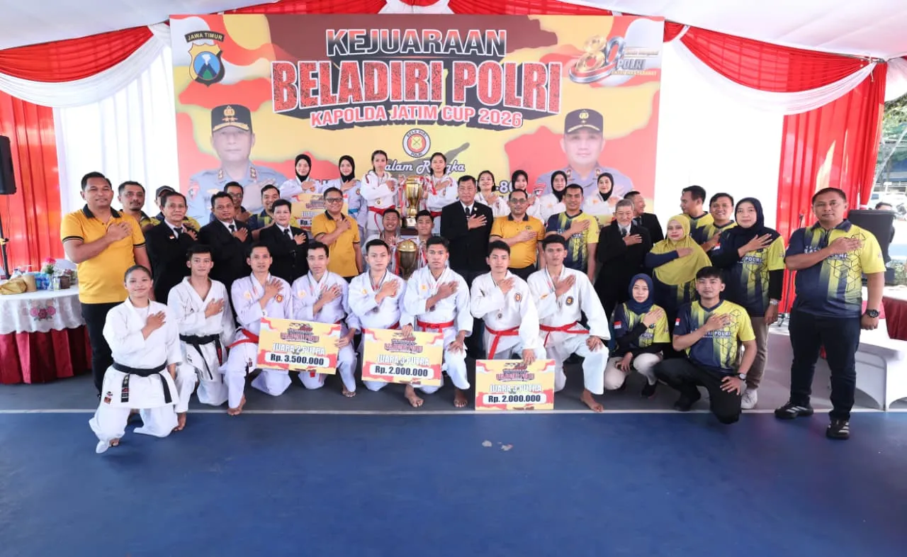 Kejuaraan Beladiri Polri Piala Kapolda Jatim 2026 Sambut Hari Bhayangkara ke 80, Polres Kediri Raih Gelar Juara