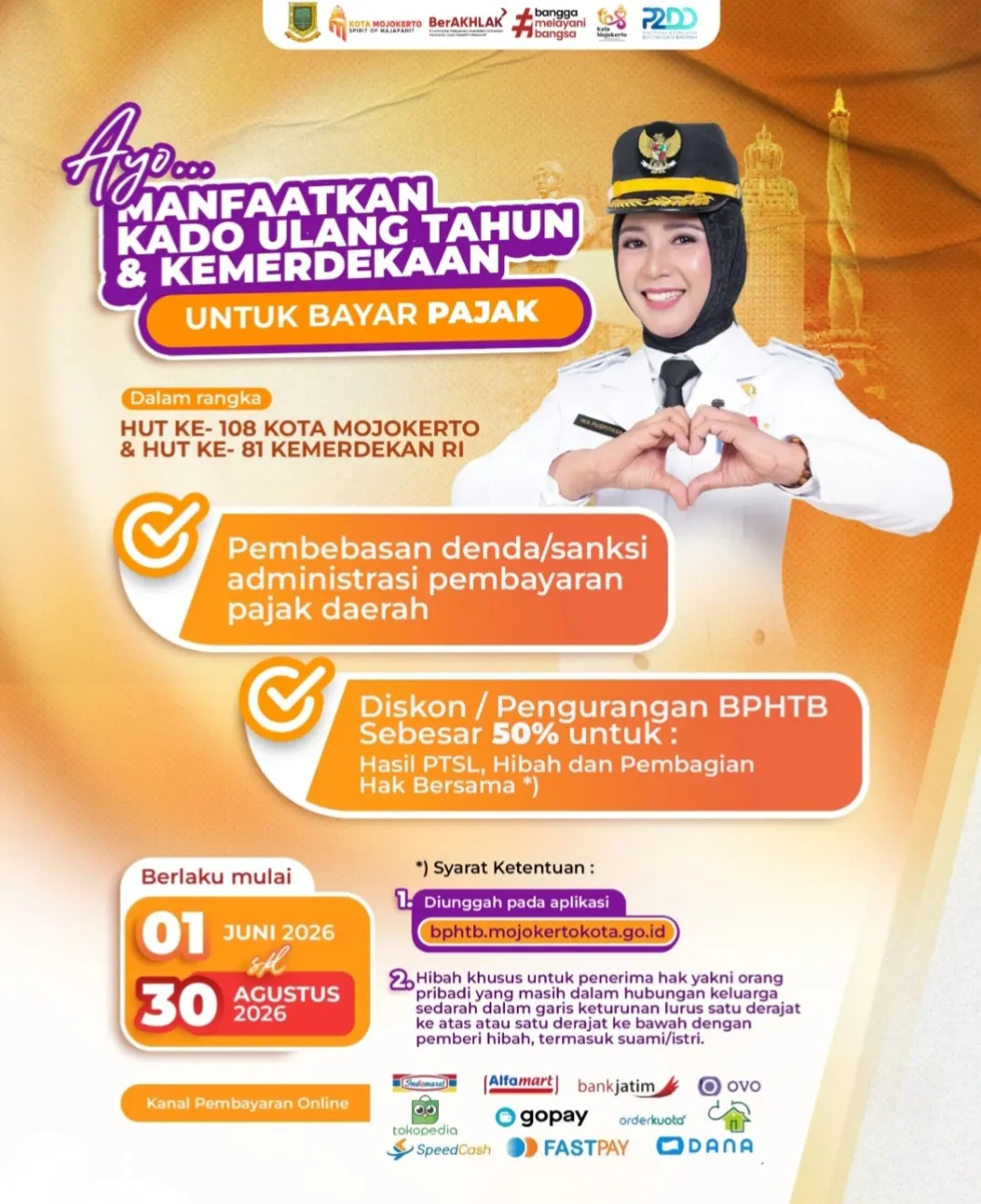 Kabar Baik! Pemkot Mojokerto Bebaskan Denda Pajak hingga 30 Agustus 2026