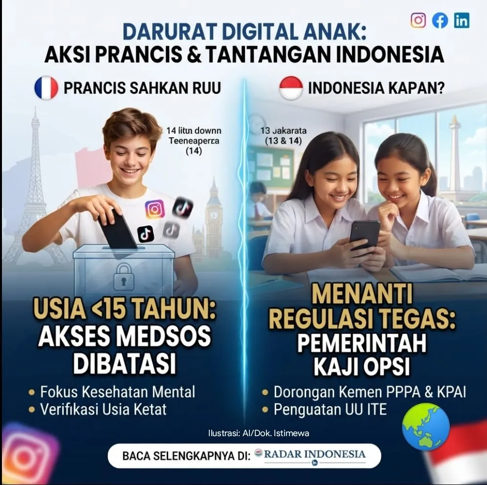 Prancis Sahkan RUU Pembatasan Medsos untuk Anak di Bawah 15 Tahun, Indonesia Kapan?
