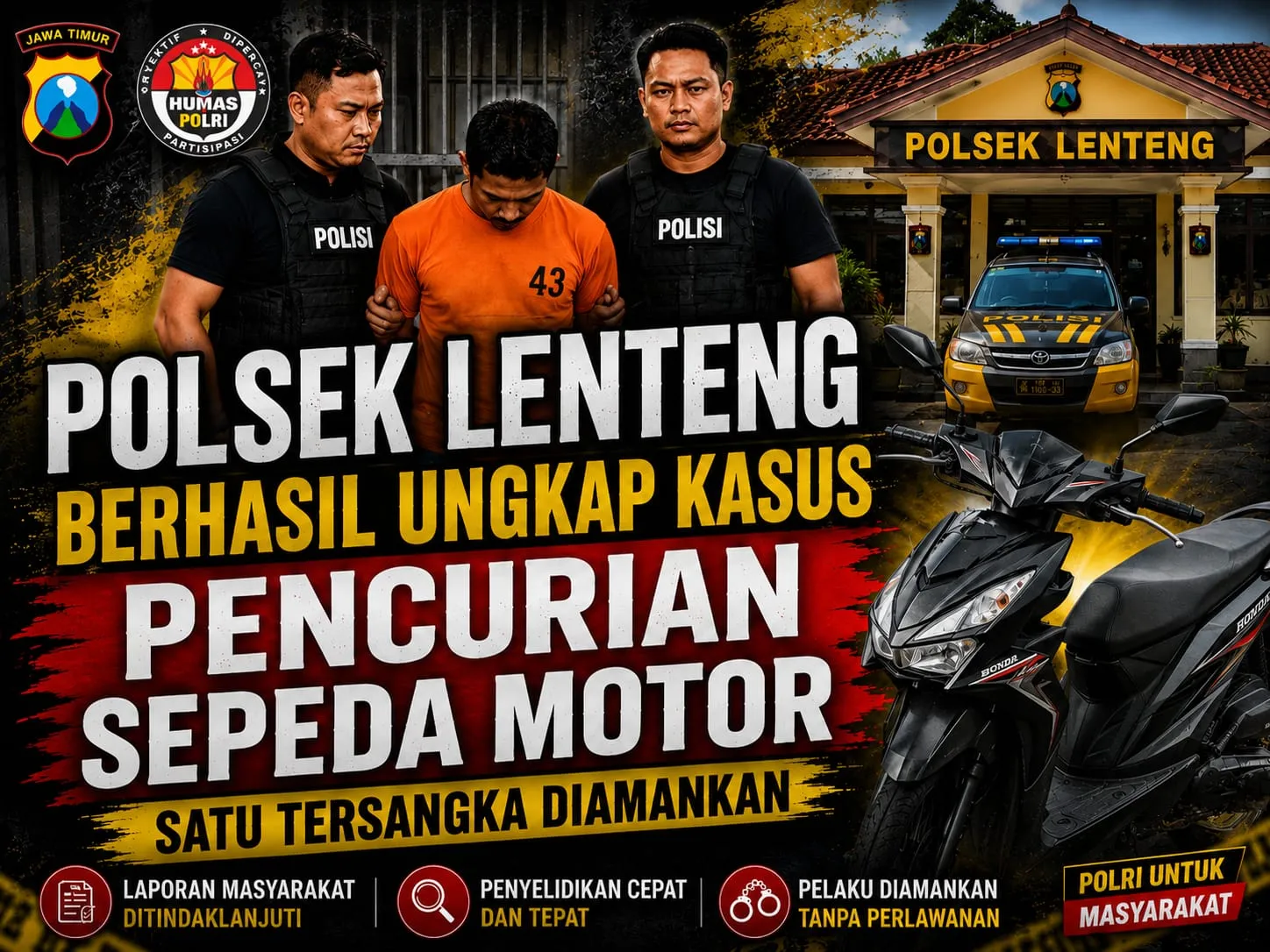 Polsek Lenteng Berhasil Ungkap Kasus Pencurian Sepeda Motor, Satu Tersangka Diamankan