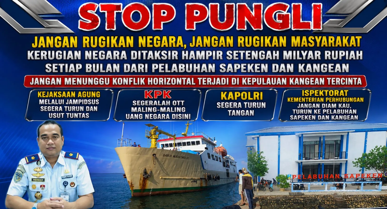 Diduga Pungli dan Anggaran Operasional Kapal Patroli Fiktif Di UPP Kelas III Sapeken, Kangean, Aktivis Hukum dan Tokoh Pemuda Muhammadiyah Bersatu Desak Aparat Penegak Hukum Bertindak