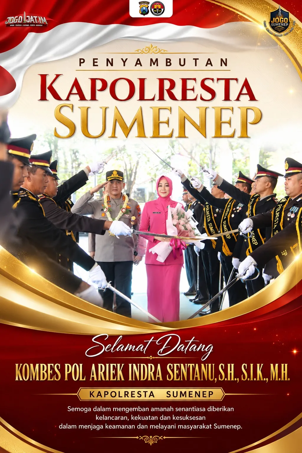 Tradisi Penyambutan Kapolresta Sumenep Berlangsung Khidmat, Tandai Dimulainya Kepemimpinan Kombes Pol Ariek Indra Sentanu, S.H., S.I.K., M.H.