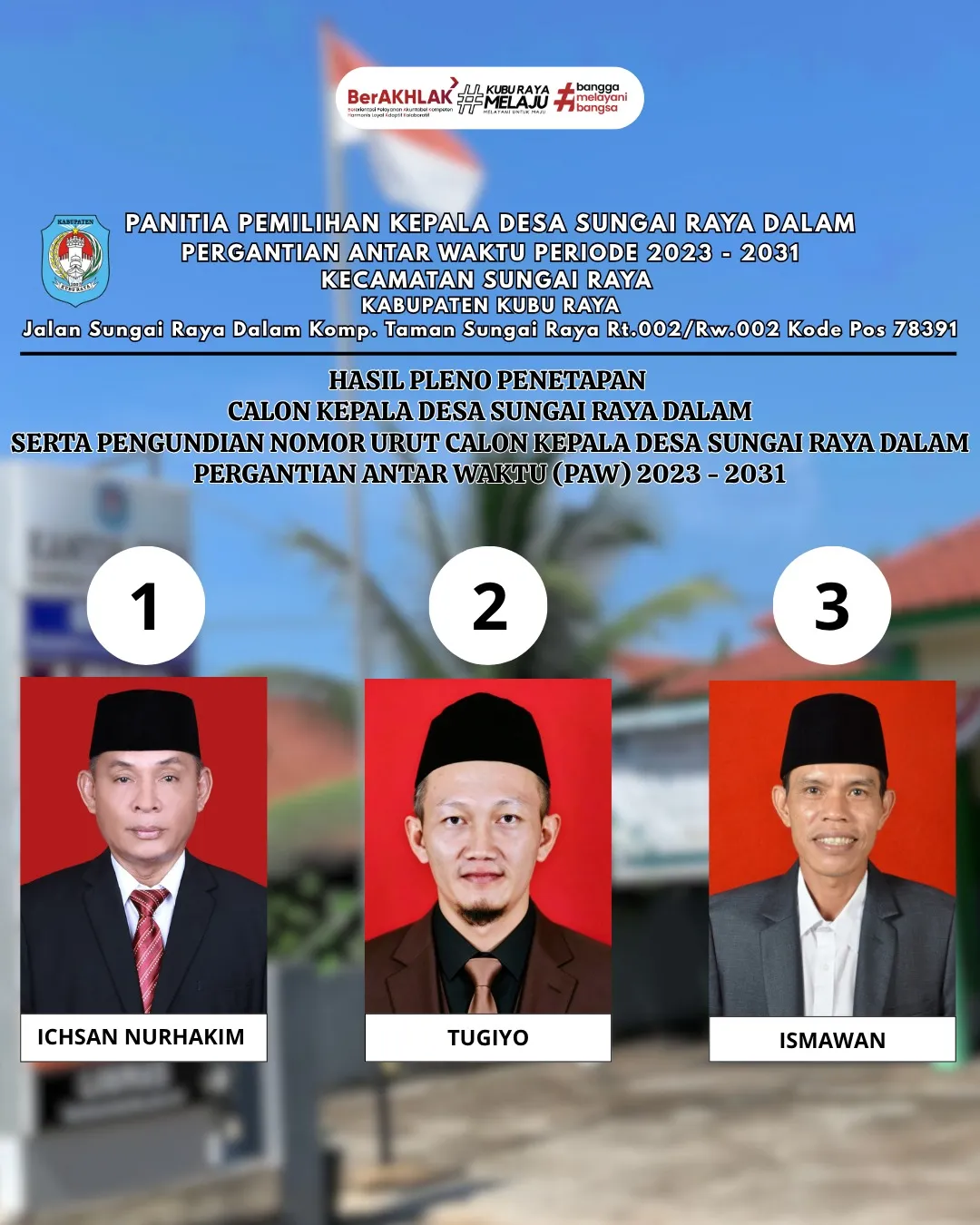 Sukseskan Pilkades PAW Desa Sungai Raya.Dalam Tiga.Calon Kades Bertarung Hebat