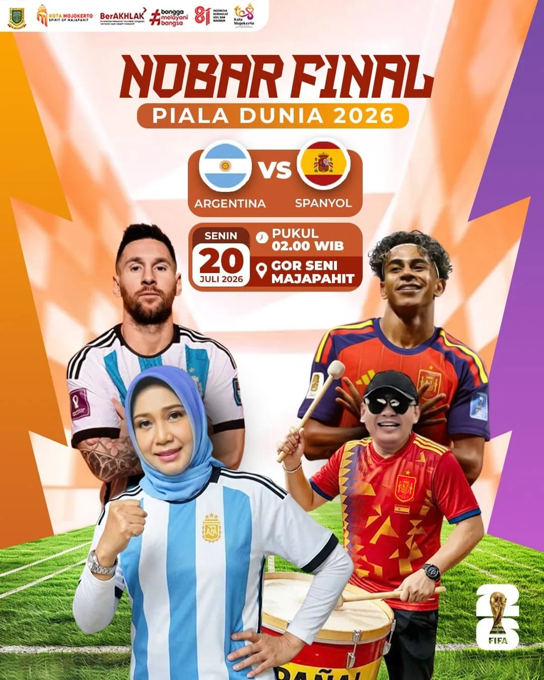 Pemkot Mojokerto Gelar Nobar Final Piala Dunia 2026, Ajak Warga Rayakan Euforia dengan Sportivitas