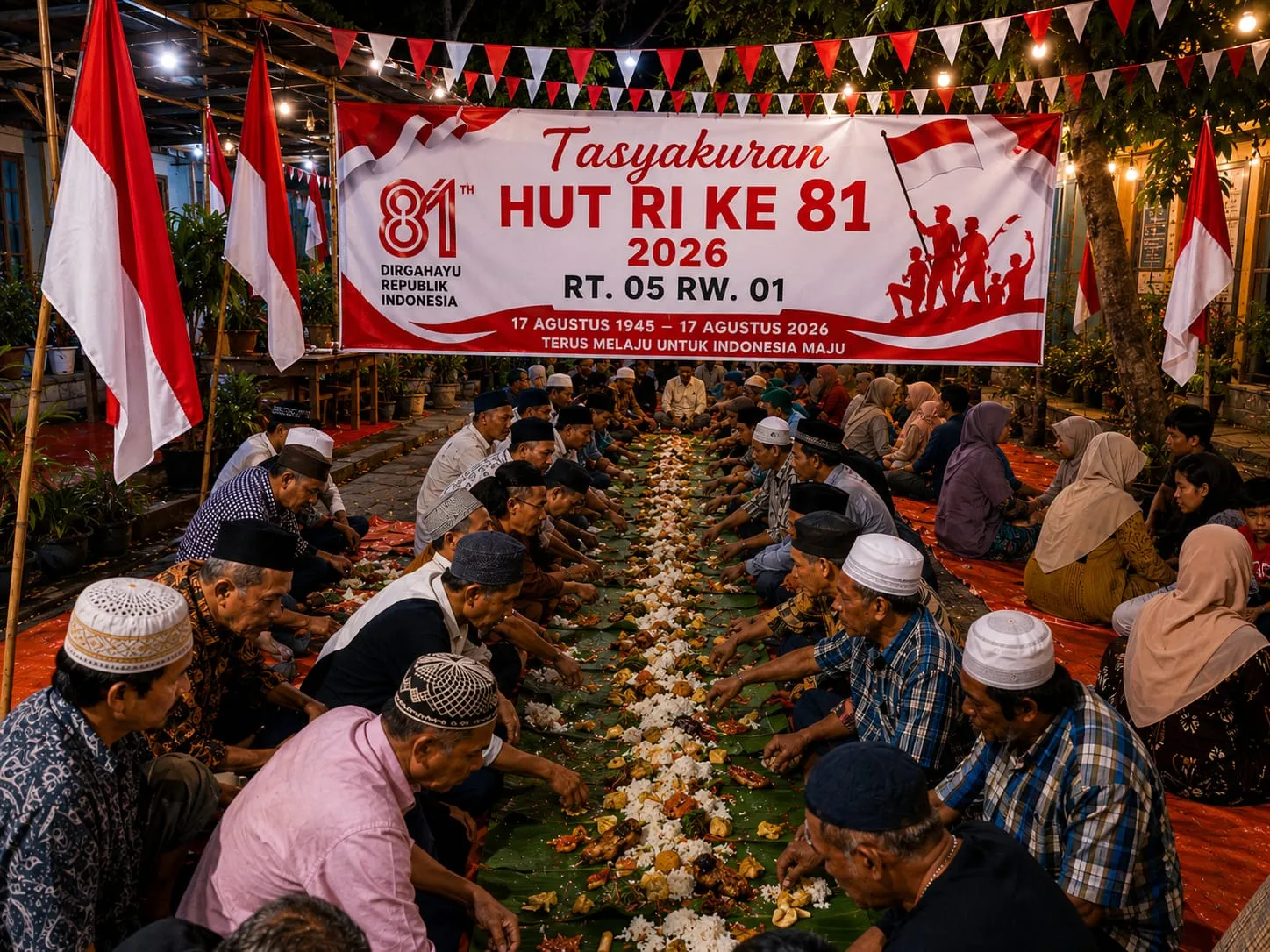 Peringati HUT RI ke-81, Warga RT 05 RW 01 Kelurahan Karanganyar Gelar Tasyakuran