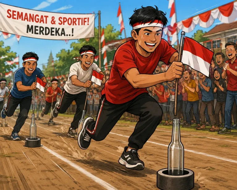 Semarak HUT RI ke-81  Warga RT 5 Gelar Lomba Cabut Bendera di Dalam Botol
