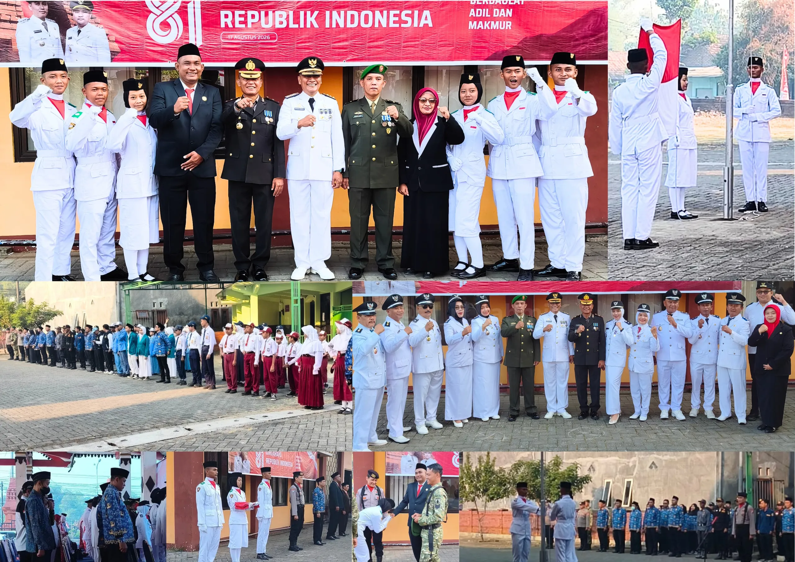 Semangat Kebersamaan dalam Upacara HUT RI ke 81 di wilayah Kecamatan Trowulan.