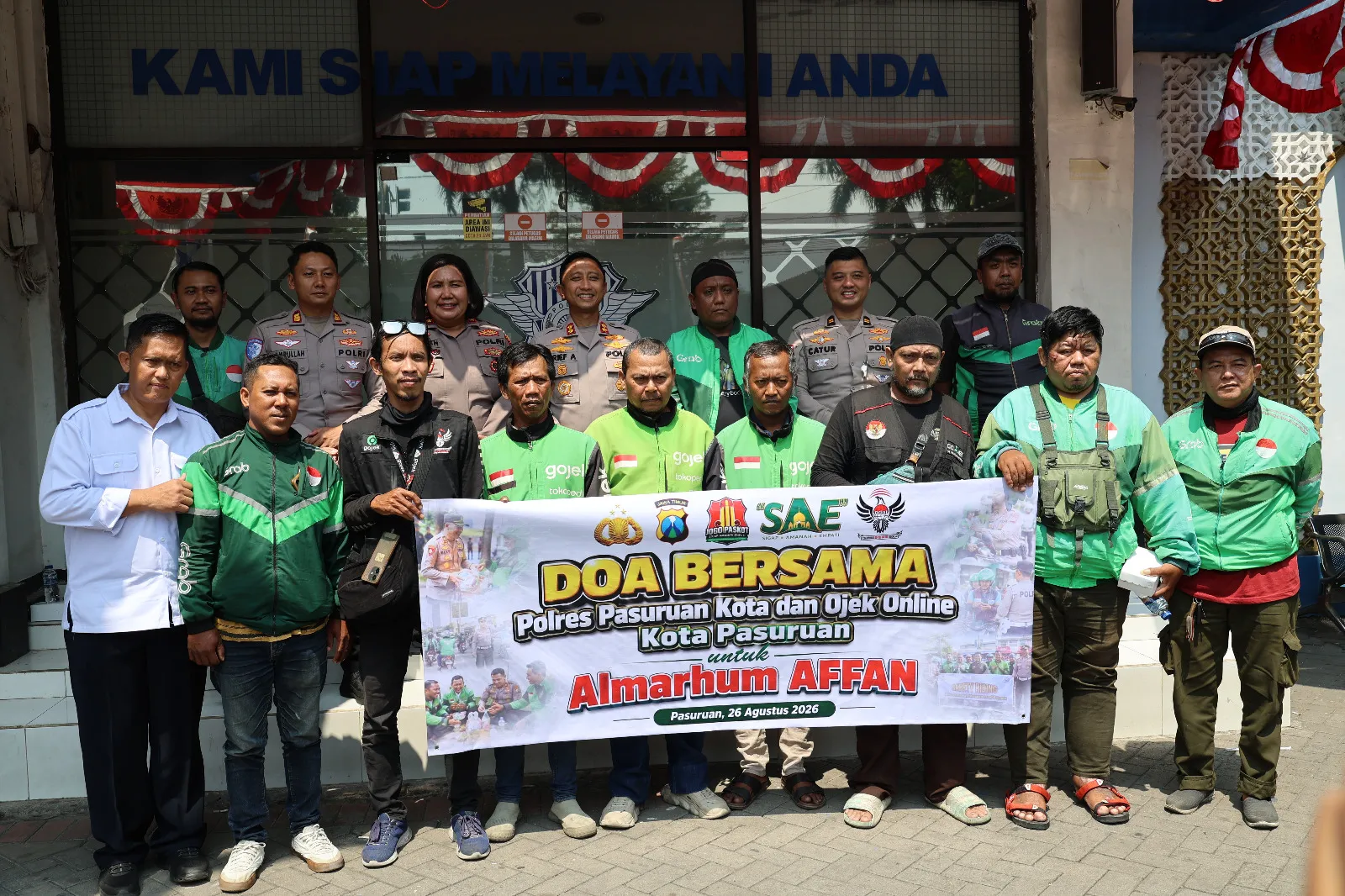 Kapolres Pasuruan Kota Doa Bersama Komunitas Ojol untuk Almarhum Affan