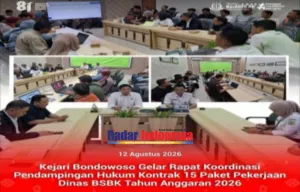Kejari Bondowoso Gelar Rapat Koordinasi Pendampingan Hukum Kontrak 15 Paket Pekerjaan Dinas BSBK Tahun Anggaran 2026.