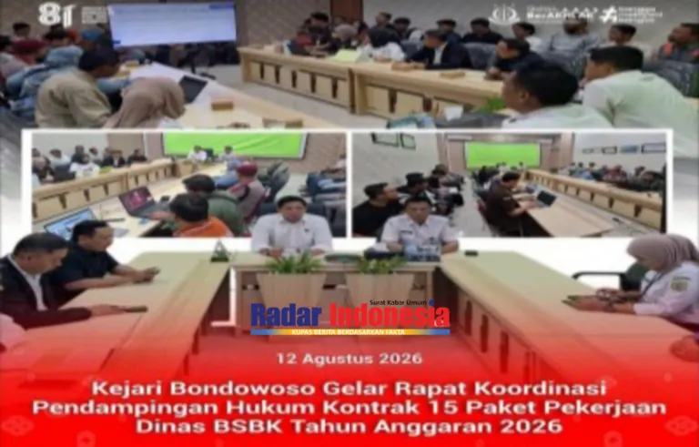 Kejari Bondowoso Gelar Rapat Koordinasi Pendampingan Hukum Kontrak 15 Paket Pekerjaan Dinas BSBK Tahun Anggaran 2026.