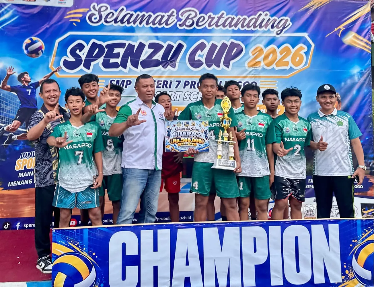Tim Voli Putra MTsN Kota Probolinggo Raih Juara 2 Spenzu Cup 2026