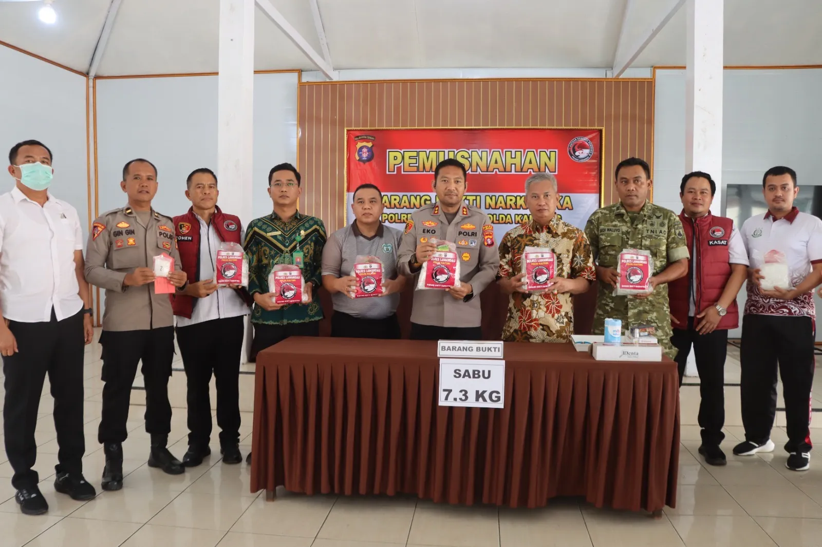 Mapolres Lamandau Musnahkan 7,2 Kilogram Jenis Sabu dan Puluhan Pil Inex