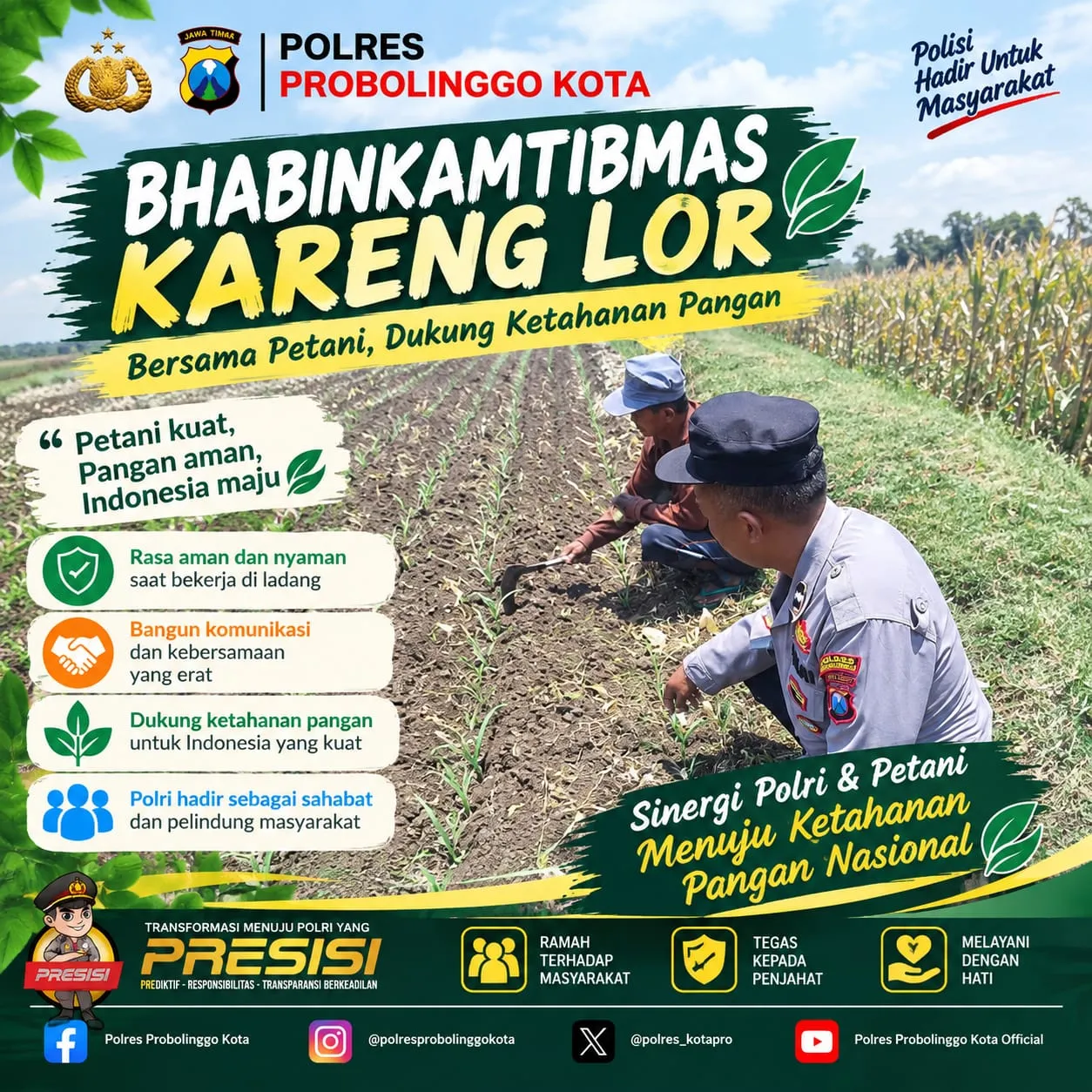 Polisi Pantau Lahan Jagung 3.500 Meter Persegi di Kareng Lor Probolinggo