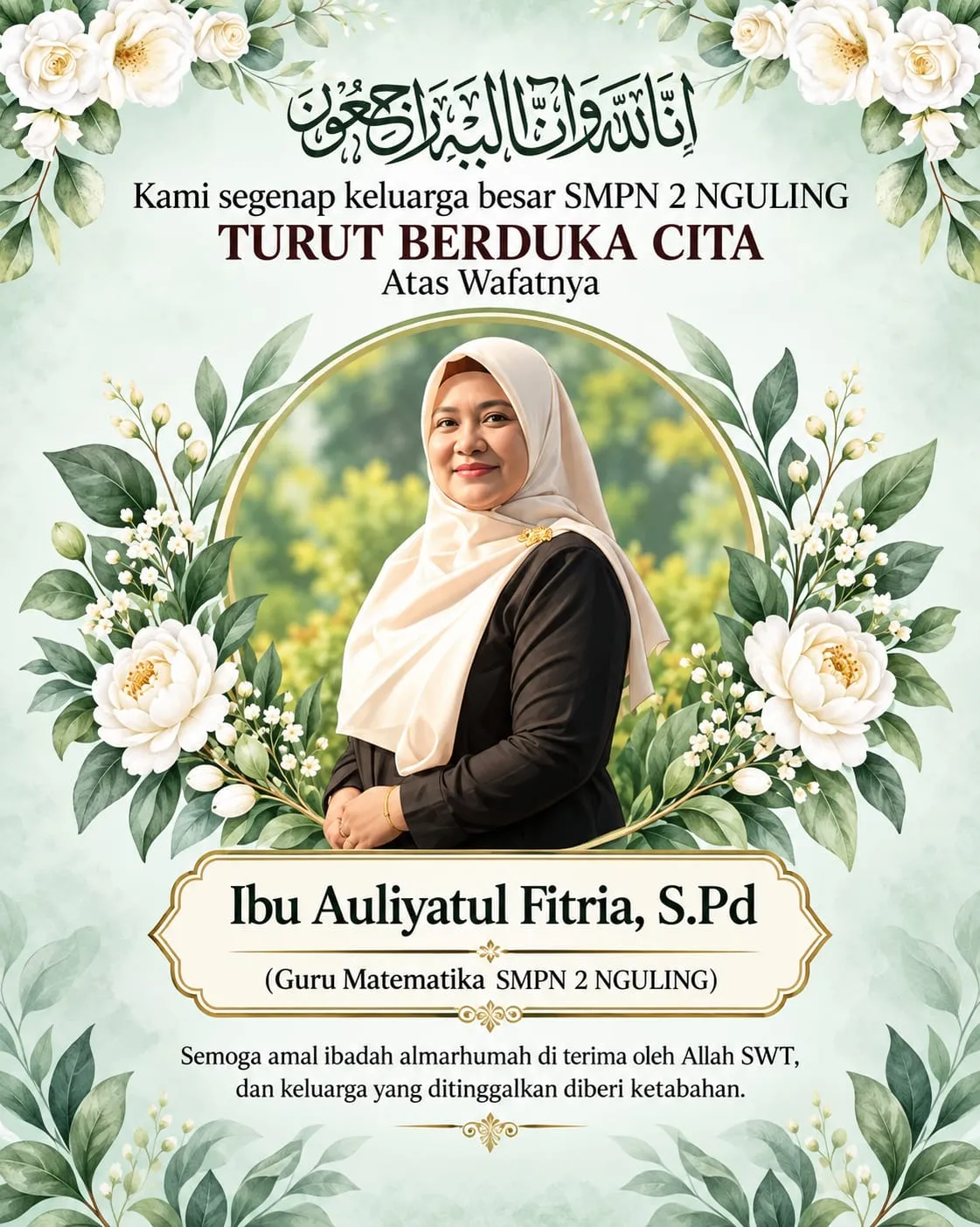 Kabar Duka Menyelimuti Keluarga Besar SMPN 2 Nguling Dalam Laka Tunggal