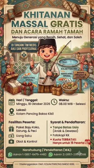 Sambut Maulid Nabi Muhammad SAW, Kolam Pancing Bakso Kikil Boboh Gelar Sunatan Massal Gratis & Berbagi Santunan