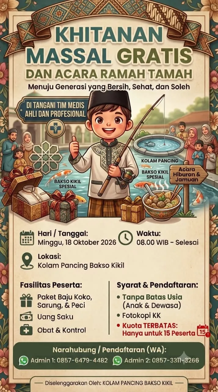Sambut Maulid Nabi Muhammad SAW, Kolam Pancing Bakso Kikil Boboh Gelar Sunatan Massal Gratis & Berbagi Santunan