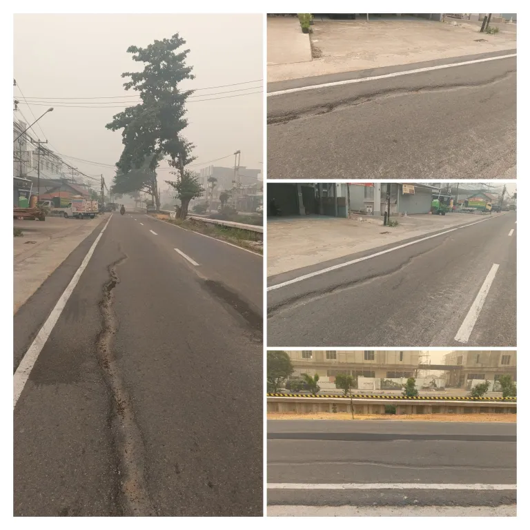 Jalan Sungai Raya Dalam Mengalami Retak Dan Terbelah