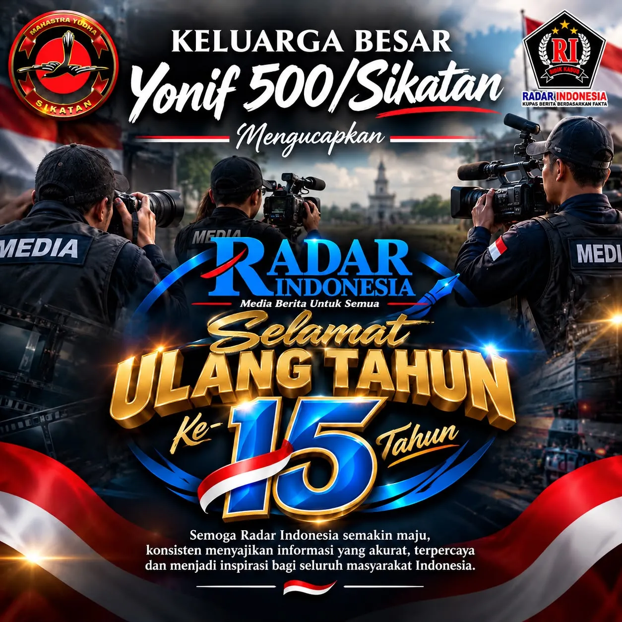 Batalyon Infanteri 500/Sikatan Berikan Ucapan Selamat HUT ke-15 Radar Indonesia