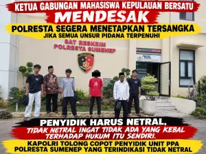 Kasus Dugaan Penganiayaan Anak Di Kangayan Disorot Tajam! Udi, Ketua Gabungan Mahasiswa Kepulauan Bersatu, Desak Polresta Sumenep Berikan Kepastian Hukum