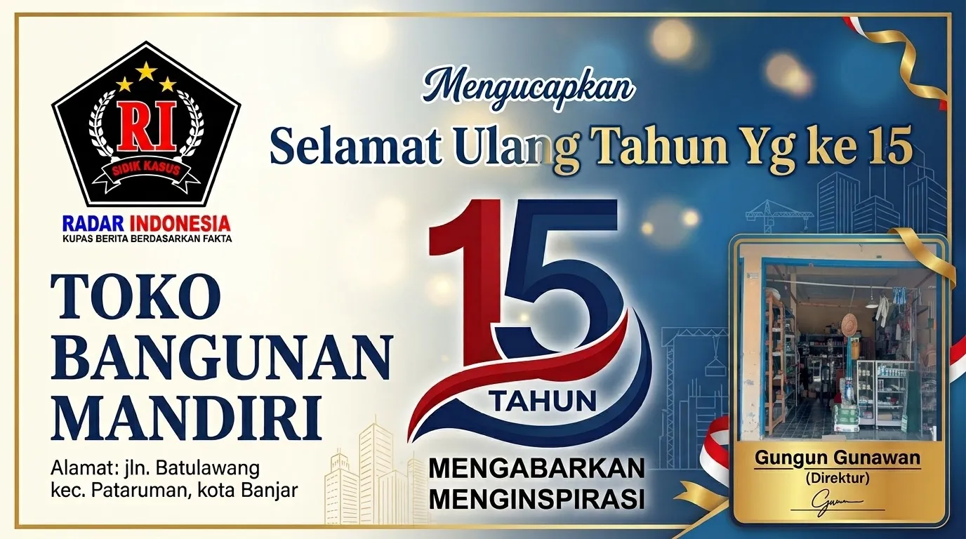 Toko Bangunan Mandiri Mengucapkan Selamat Ulang Tahun Media Radar Indonesia Ke-15 Tahun 2026
